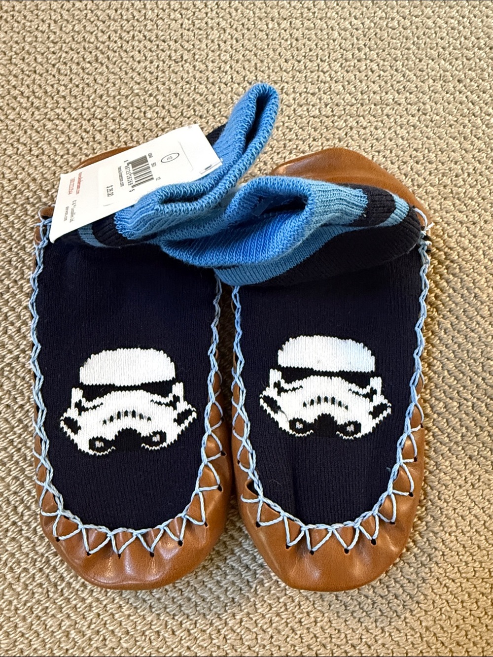 NWT Hanna Andersson Kids Stormtrooper Slipper Socks in Navy, Blue & White